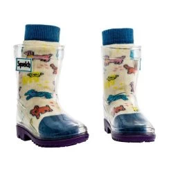 Transparent Welly Boots And Sock Package - Pastel Poodles